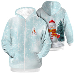 Christmas Snowman Jacket for Women Men Winter Coat Zip Up Hoodies