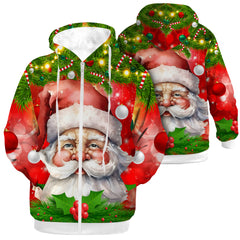 Christmas Santa Claus Jacket for Women Men Winter Coat Zip Up Hoodies