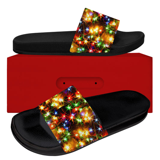 Christmas Sandals for Women Men Christmas Lights Slides Sandals House Slippers